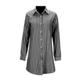 thumbnail image 3 of Wdfiry Women Shirt Dress Lapel Long Sleeve Stripes Button Down Shirt Dress Knee-length Dresses Clearance Sale, 3 of 5