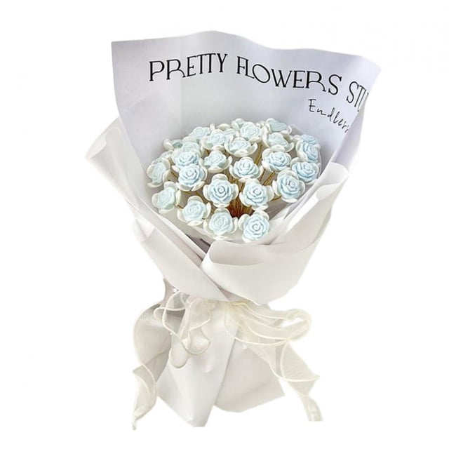 Ramo de rosas de imitación DIY (99 flores pequeñas) Precioso y exquisito almacenado Azul