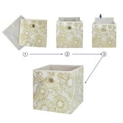 Mainstays Collapsible Fabric Cube Storage Bins (10.5 x 10.5), Gold Metallic, 4 Pack