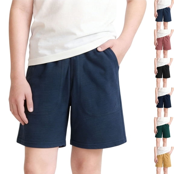 Fengqque Boy and Girl Running Shorts Athletic Basketball Shorts Quick Dry Youth Teen Shorts with Pockets 6-12 Years Old Yellow 1-2Years