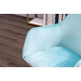 thumbnail image 6 of Modern Rolling Velvet Fabric Executive Office Chair with Adjustable Height and 360 Revolving, Swivel Accent Back Armchair with Wheels and Golden Base, Upholstered Vanity Chair, Aqua Light Blue, 6 of 9