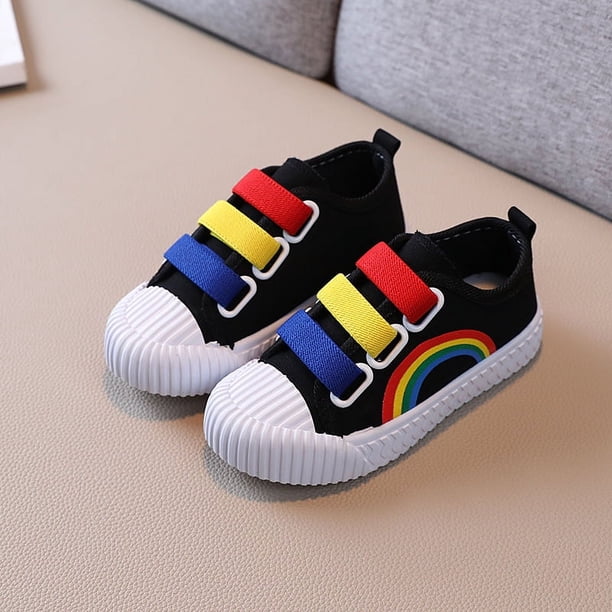 Zapatos de lona para niños, primavera y otoño, zapatos blancos para niñas, zapatos individuales arcoíris, zapatos para niños, zapatos de tabla para bebé