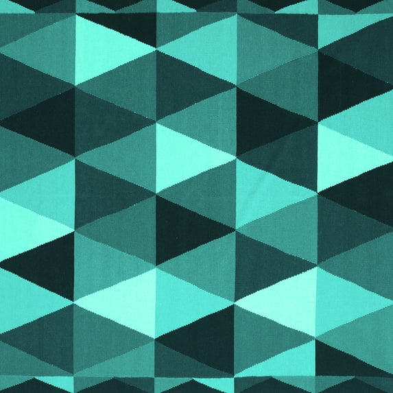 Ahgly Company Indoor Square Abstract Turquoise Blue Contemporary Area Rugs, 6' Square