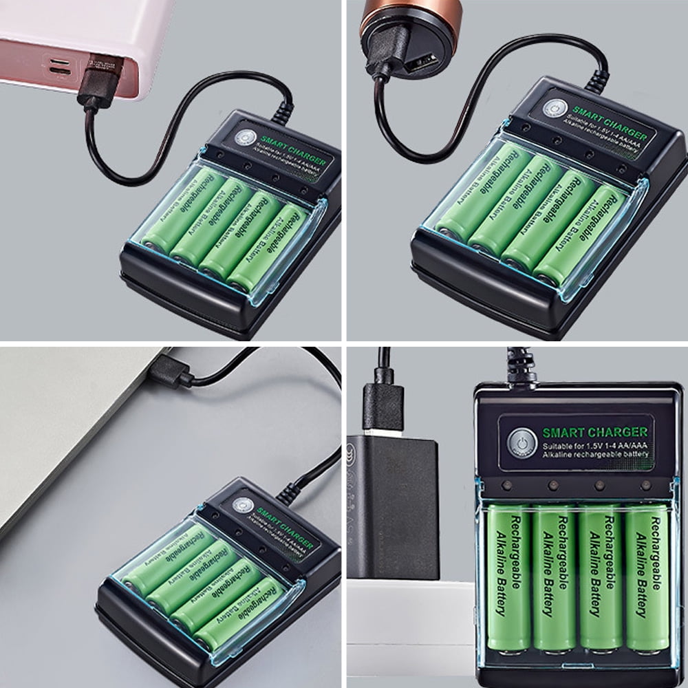 DFITO 16PCS 1.5V Alkaline AA Rechargeable Battery Cell with Battery Charger