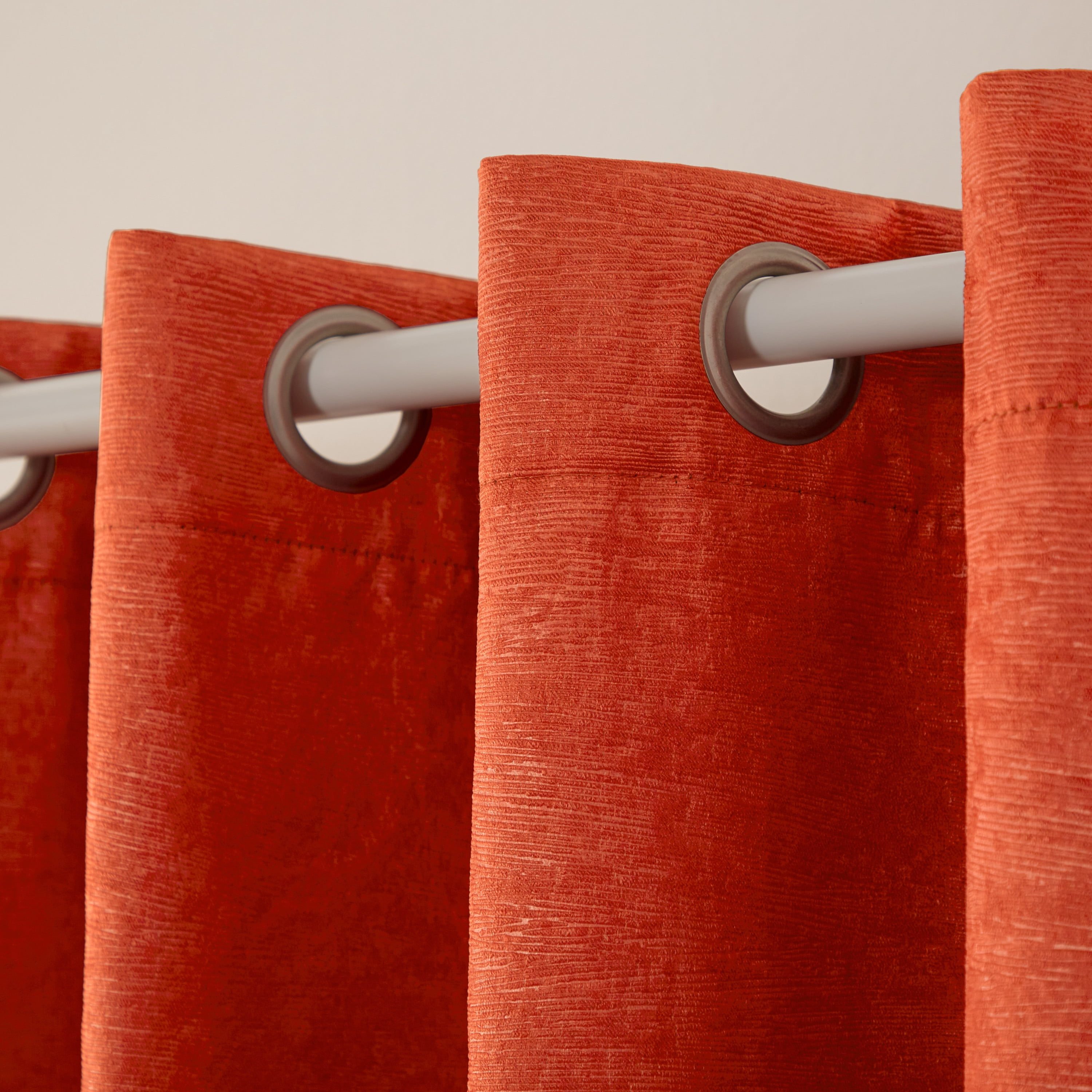 TOWN & COUNTRY EVERYDAY Lustre Solid Heavyweight Textured Sateen Indoor Curtains, Room Darkening Opacity, Grommet Top, Energy Efficient, 2-Pack Set, 52"x84", Mecca Orange