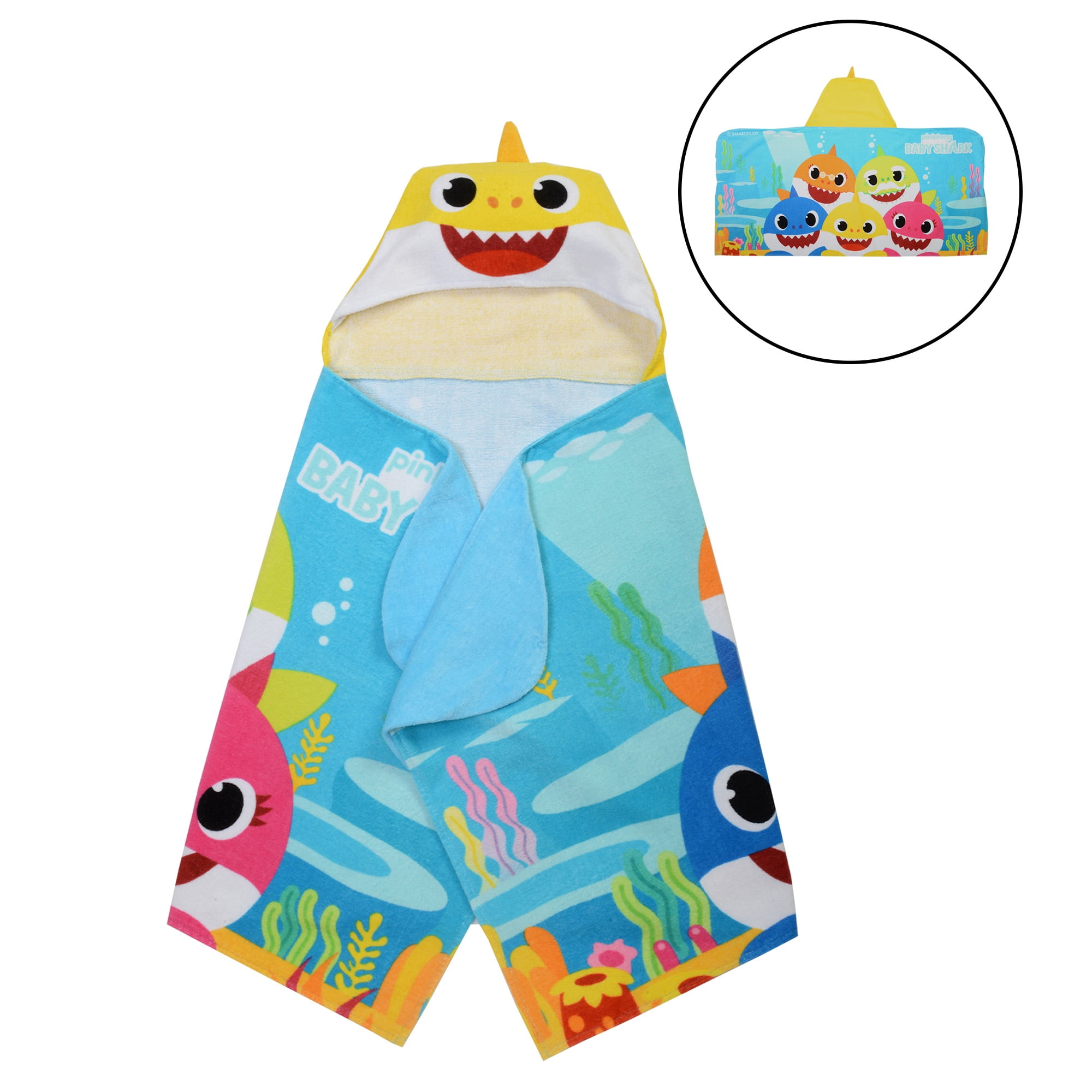 Kids Personalised Hooded Towel Hello Summer Blue Childrens Bathrobe Swim Bath 