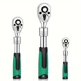 thumbnail image 4 of Extendable 3-Piece Ratchet Wrench Set, 1/4" 3/8" 1/2" Drive, 72-Tooth Quick-Release & Reversible Gear, Soft Grip Handle, Heavy-Duty Mechanical Repair Tool, 4 of 11