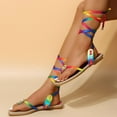 thumbnail image 6 of Juebong Sandals clearance Lace Up Women Girls Sandals - Open Toe Wrap Ankle Strap Flat Slide Sandals - Comfortable Slip On Thong Strappy Spring Summer Shoes., 6 of 6