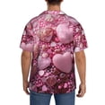 thumbnail image 5 of Fotbe Pink Glitter Heart Candy print Short Sleeve Button Down Shirts for Men Casual Summer Beach Wrinkle Free Shirt-Large, 5 of 7