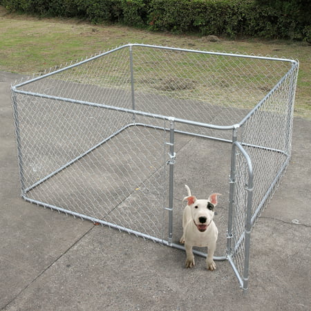 Jaxpety Dog fence 7.5 x 7.5 Ft Heavy Duty Outdoor Chain Link Dog Kennel Enclosure w/