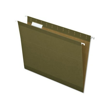 Earthwise by Pendaflex 100% Recycled Colored Hanging File Folders Letter Size  1/5-Cut Tab  Standard Green  25/Box