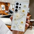 thumbnail image 6 of for Samsung Galaxy S25 Ultra Case with Real Flower, Cute Glitter Aesthetic Floral Pattern Slim Soft TPU Bumper Shockproof Protective Women Girly Phone Cover for Galaxy S25 Ultra, White/Gold, 6 of 6