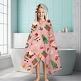 thumbnail image 6 of Pink Christmas Santa Pattern Hooded Bath Towel，60"x35" for Ages 3 To 12 Kids, Quick Dry Lightweight Soft Microfiber Hood Beach Towel Cover Up for Kids, 6 of 7