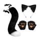 thumbnail image 2 of Conjunto de orejas y cola de gato y , gorro de peluche para carnaval, espectáculos, fiestas cumpleaños. Blanco y negro, 2 of 8
