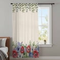 thumbnail image 4 of Independence Day Sheer Curtains 45 Inches Long, Retro Red Blue Flowers Leaves Plants Light Filering Curtains, Breathable Simi Curtain Privacy Drapes for Kitchen Bathroom Small Window Treatment, 4 of 9