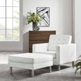 thumbnail image 2 of Armchair Accent Chair and Ottoman, White Silver, Vegan Leather, Mid Century Living Lounge Cafe Lobby Hospitality Restaurant, Modern Contemporary HB34846, 2 of 11