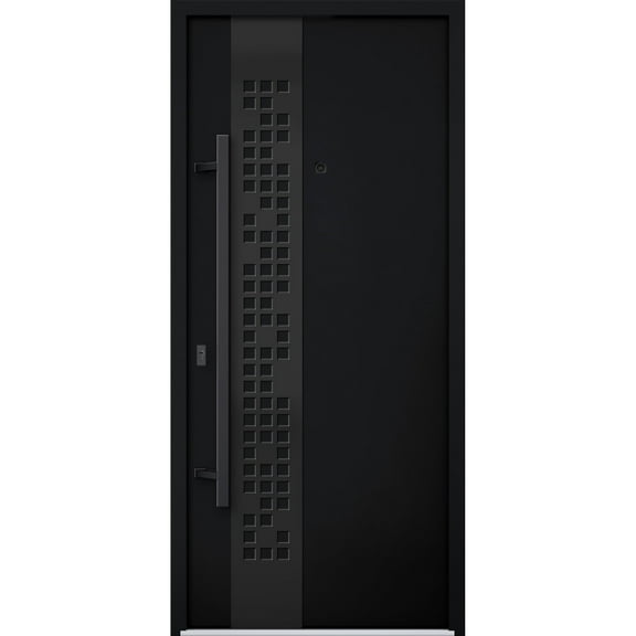 Front Exterior Prehung Steel Door / Deux 6078 Black Enamel / Entry Metal Modern Painted