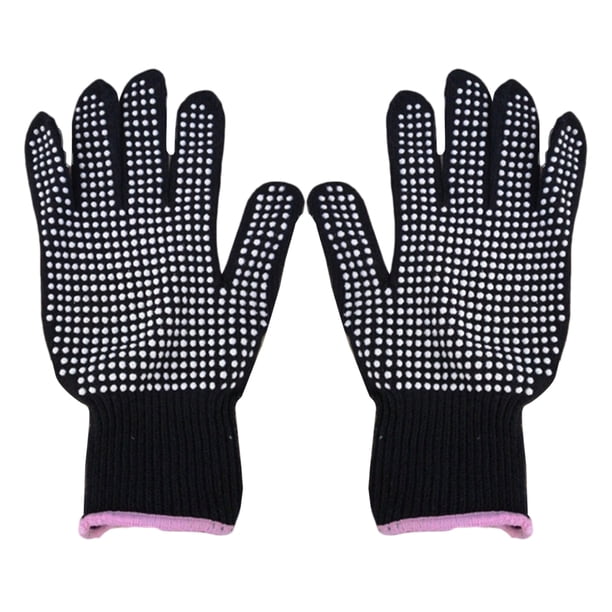 1 par de guantes resistentes al calor, guantes para permanente, guantes de cocina, suministros para rizador de pelo para mujeres y hombres (negro)