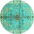 thumbnail image 1 of Ahgly Company Indoor Round Oriental Turquoise Blue Traditional Area Rugs, 5' Round, 1 of 4