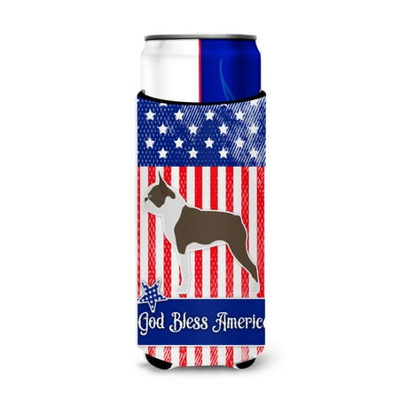 

Carolines Treasures BB3344MUK USA Patriotic Boston Terrier Michelob Ultra Hugger for slim cans Slim Can multicolor