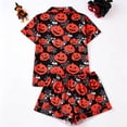 thumbnail image 7 of Miaoju Pajamas for Women Set 2 Piece Short Sleeve Button Down Satin Pjs Halloween Loungewear Fall Pjs Sets Funny Print Sleepwear, 7 of 7