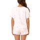 thumbnail image 3 of Conjunto de pijama para mujer INSPIRE CHIC, estampado de teñido anudado, camisetas de manga corta y pantalones cortos, 2 piezas, color rosa, 3 of 5