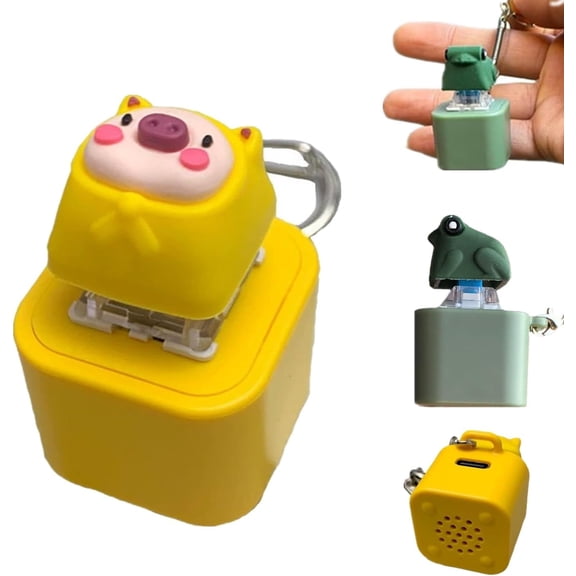 Frog Croaking Fidget Toy, Rechargeable Stress-Relieving Clicky Keyboard Keychain, Adult Keyboard Clicker with Light & Sound, Stress Reliever for Anxiety & Sensory Fun(xxw)