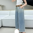 thumbnail image 4 of LIJCC Girls Straight Leg Jeans Wide Leg Denim Trouser Cute Y2K Denim Pants Casual Loose Streetwear High-Rise Stretch Washed Straight-Leg Elastic Waisted Trousers, 4 of 7