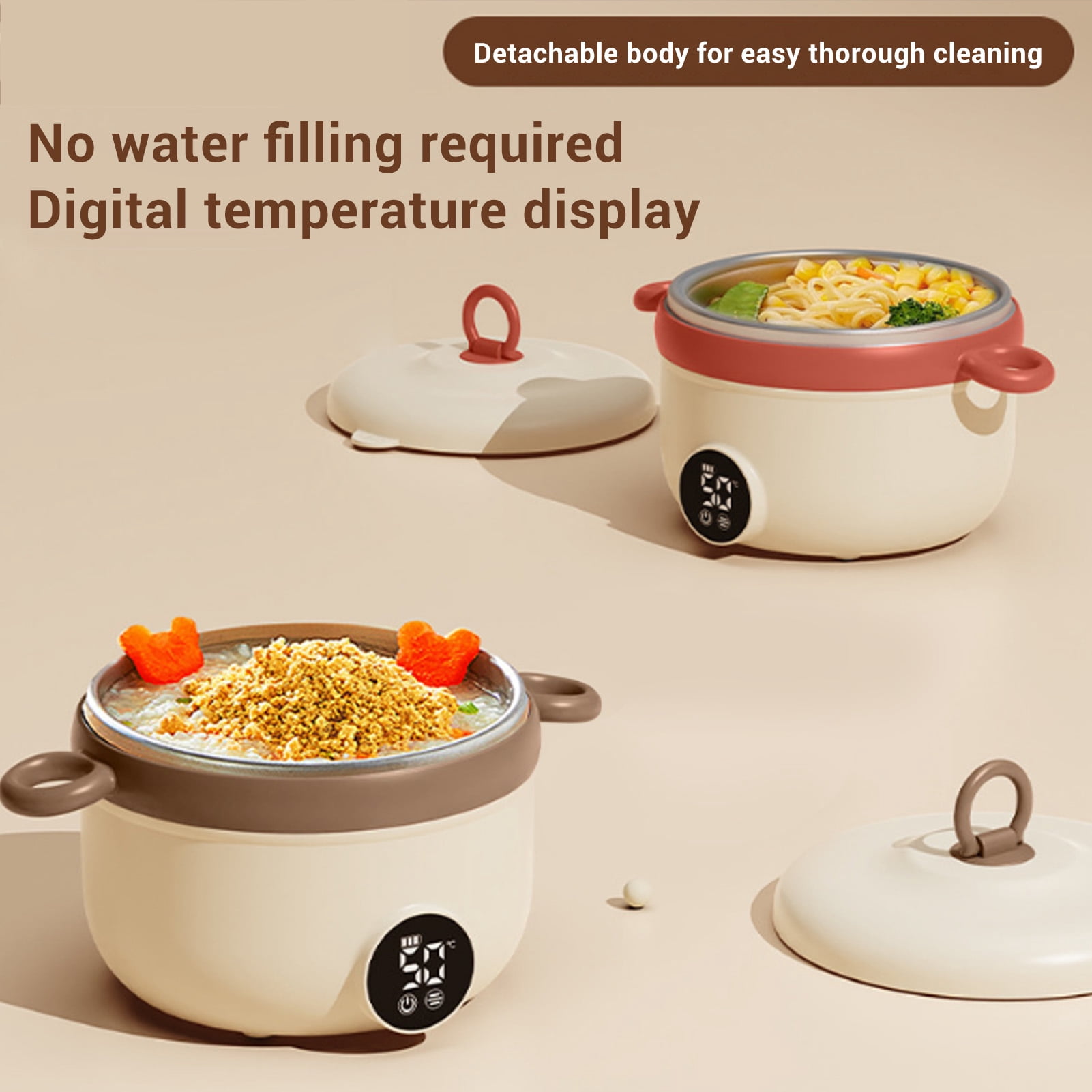 LAZIOEGR Baby Supplementary Food Bowl 450ml / 15.2 fl oz Stainless Steel Cordless Rechargeable Heating Insulation Constant Temperature Feeding Bowl Set For Home Everyday Travel Toddler Infant Care