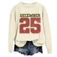 thumbnail image 1 of Crop Top Chandail en Molleton Femmes Chandails en Molleton Usés Manches Colorées Chandail à Capuche Thème Décontracté Col Rond Chandail Léger Doux Manches Longues avec Design Imprimé Festif pour un Confort Optimal Beige, 1 of 2