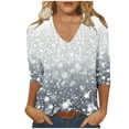 thumbnail image 2 of JTZGDY Sequin Tops for Women Plus Size 3/4 Sleeves Glitter Sparkly Printed Sexy V Neck Basic T-Shirts Dressy Casual Summer Oversized Tunic Blouse Multicolor#08 XXXXXL, 2 of 6