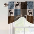 thumbnail image 4 of Blue Checkered Cabin Tie Up Valance Curtains for Windows, Kitchen Curtains Window Treatments, Farmhouse Forest Brown Buffalo Plaid Short Window Shades Valances for Bedroom Bathroom Cafe 42"x18", 4 of 8