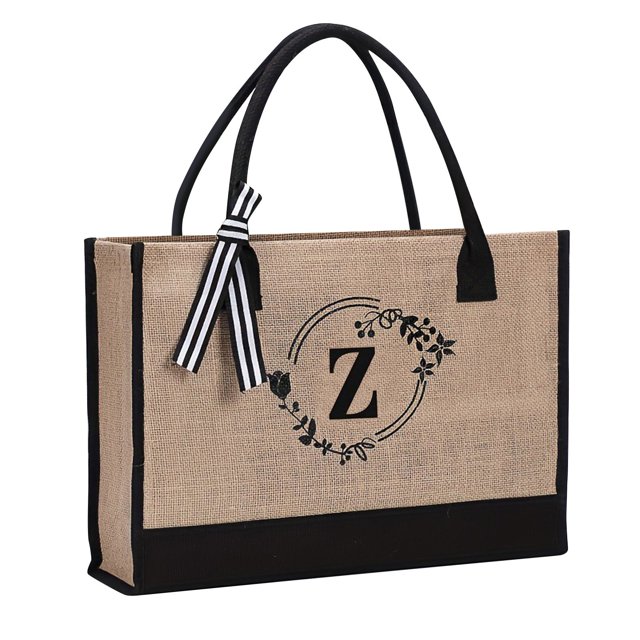 Clearance!Maojin Bolsa de yute/lona, bolsa de regalo personalizada con bolsillo interior con cremallera bordado para bodas, cumpleaños, playa, vacaciones, gran regalo para mujeres, mamá, maestras