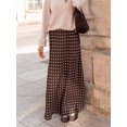 thumbnail image 5 of Coffee Brown Polka Dot Satin A-Line Maxi Skirt Flowy Long Skirt, 5 of 8