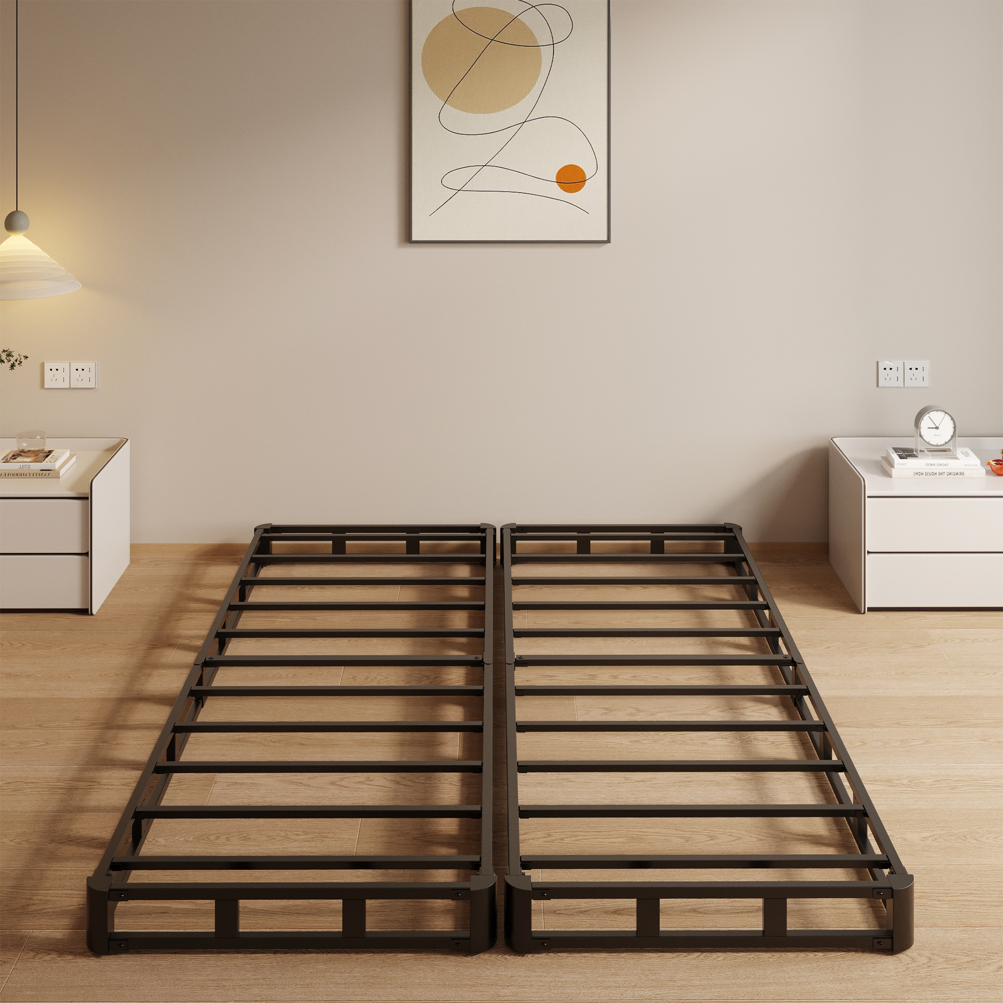 Maenizi 3" Low King Box Spring Split, 2-Pieces Under Mattress Support Box Steel Spring with Fabric Cover, Easy Assembly, Noise Free