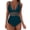 Navy, variant on Women's One Piece Swimsuit Retro High Cut Solid Color Mesh Insert Push Up Padded Bathing Suit Beach Vacation Swimwear, Green XL
