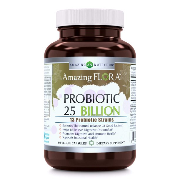 Amazing Flora Probiotic 13 Strains, 60 Veggie Capsules *Promotes
