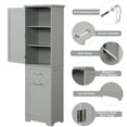 thumbnail image 4 of Gzxs Modern Freestanding Storage Cabinet with 1 Door, Adjustable Shelves, 2 Drawers, Acrylic Handles & Anti-tipping Device, 20"L x 13"W x 68.1"H, Gray, 4 of 9