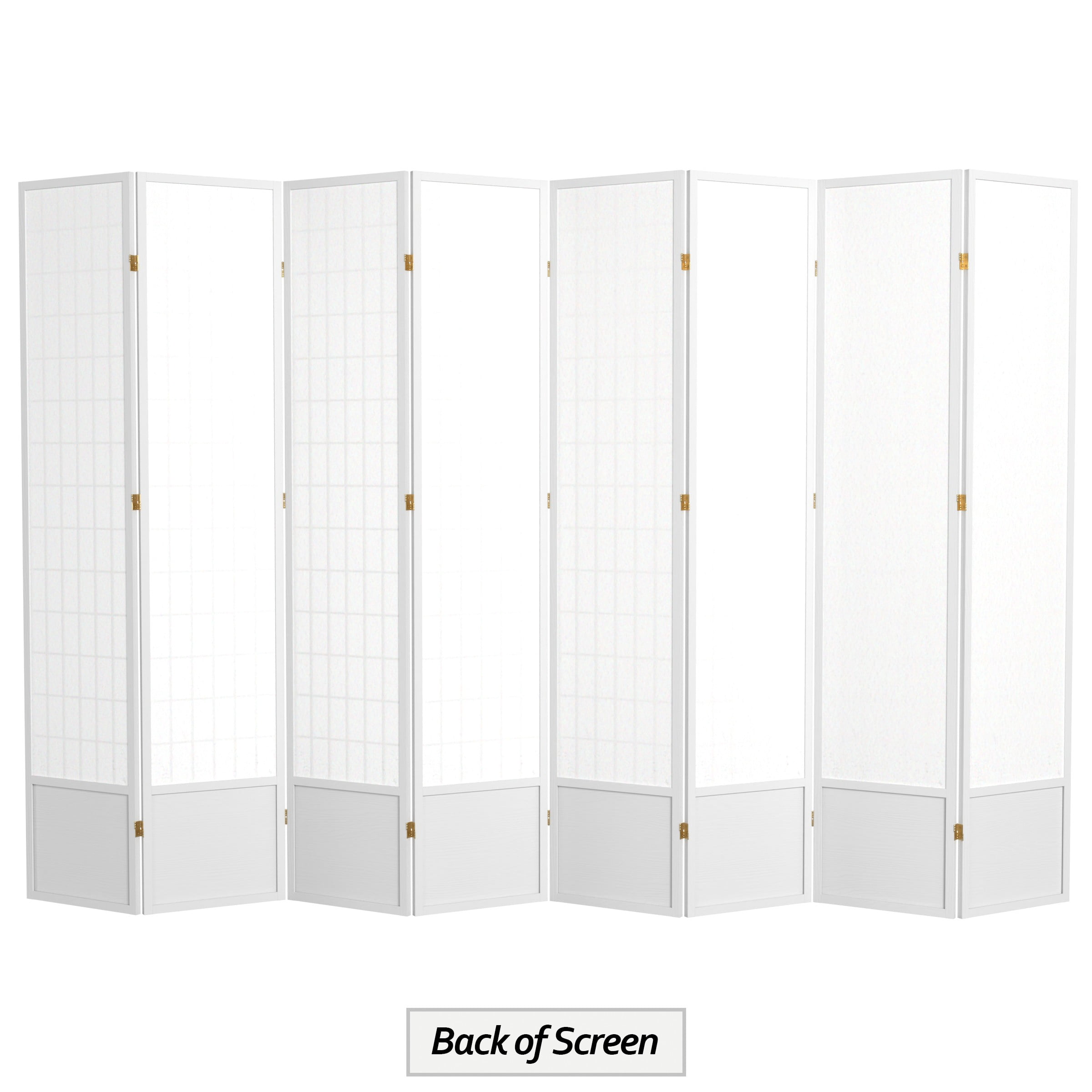 Red Lantern 7 ft. Tall Window Pane Shoji Screen - White - 8 Panels