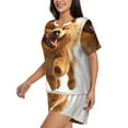 thumbnail image 2 of Balery Happy Fluffy Running Dog Pattern Womens Pajama Sets 2 Piece Soft Short Sleeve Top and Shorts Sleepwear Round Neck Pjs Lounge Set with Pockets-4X-Large, 2 of 7