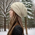 thumbnail image 2 of Riforla Women Casual Solid Winter Outdoor Hat Hood Hat Cover Knitted Hat Bomber Hats Beige, 2 of 6