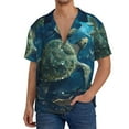 thumbnail image 7 of Lsque Artistic Turtle Earth print Men's Cuban Collar Short Sleeve Shirt Summer Beachwear Casual Button Down Fashionable Vacation Leisure Shirt-XX-Large, 7 of 7