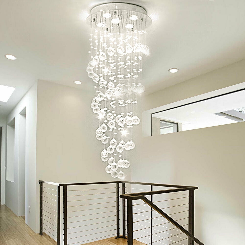 Luxury LED Double Spiral Crystal Pendant Lamp Living Room Ceiling Light Fixtures 