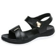 thumbnail image 1 of asddcavvf Fashion Summer Women Sandals Flat Thick Bottom Open Toe Hook Loop Solid Color Casual, 1 of 5
