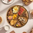 thumbnail image 3 of Modular Round Serving Platter Wood Tray with 8 Detachable Compartments for Fruits Nuts Meats Dips Snack Storage Party Appetizer Dessert Home Decor Kitchen Living Room Coffee Table, 3 of 5