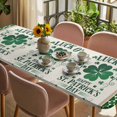 thumbnail image 3 of St. Patrick's Table Cloths for 8 Foot Rectangle Tables, Lucky Shamrock Leaves Vintage Green Plaid Patio Waterproof Elastic Fitted Tablecloths, Washable Rectangular Table Cover for Camping, 3 of 8
