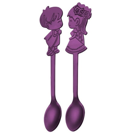 

Rdeuod Valentines Day Decor Colorful Spoon Couples Spoons Flatware Coffee Drinking Tools Kitchen Gadget