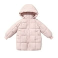 thumbnail image 3 of Loopsun Kids Winter Outwear Coats, Toddler Puffer Jackets, Toddler Boys and Girls Casual Mid Length Hooded Down Warm Outerwear Long Sleeve Jackets Pink, 6-7 Years, 3 of 5