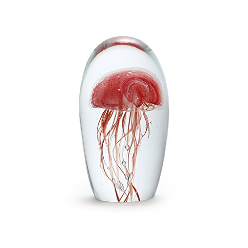 Dynasty Gallery Large Glow in the Dark Glass Jellyfish, Coral