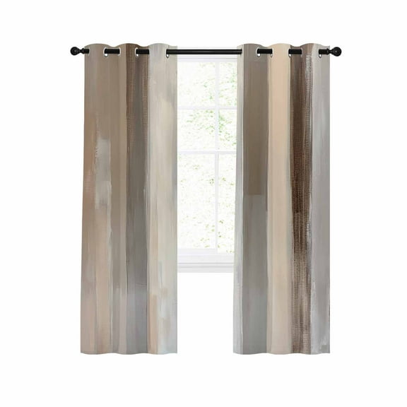 Brown Grey Blackout Curtains 63 Inches Long for Bedroom, Abstract Neutral Textured Modern Minimalist Thermal Insulated Room Darkening Black Out Window Curtain Panels Grommet Drapes for Living Room